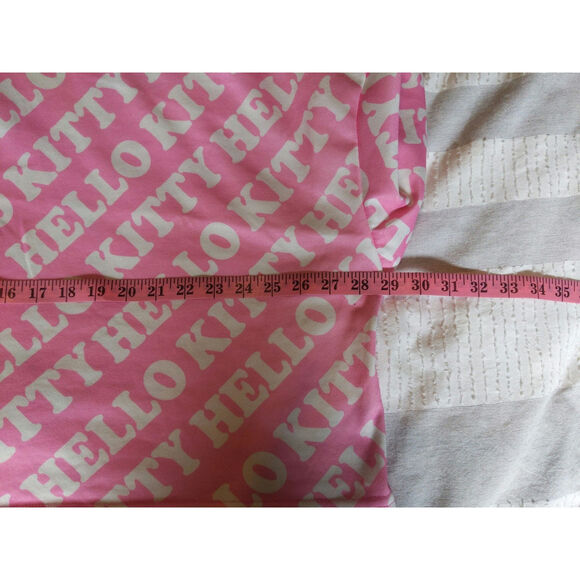 HELLO KITTY Pink Cropped Hoodie Oversized M/L Kawaii Y2K Teddy Bear Logo - Picture 6 of 7